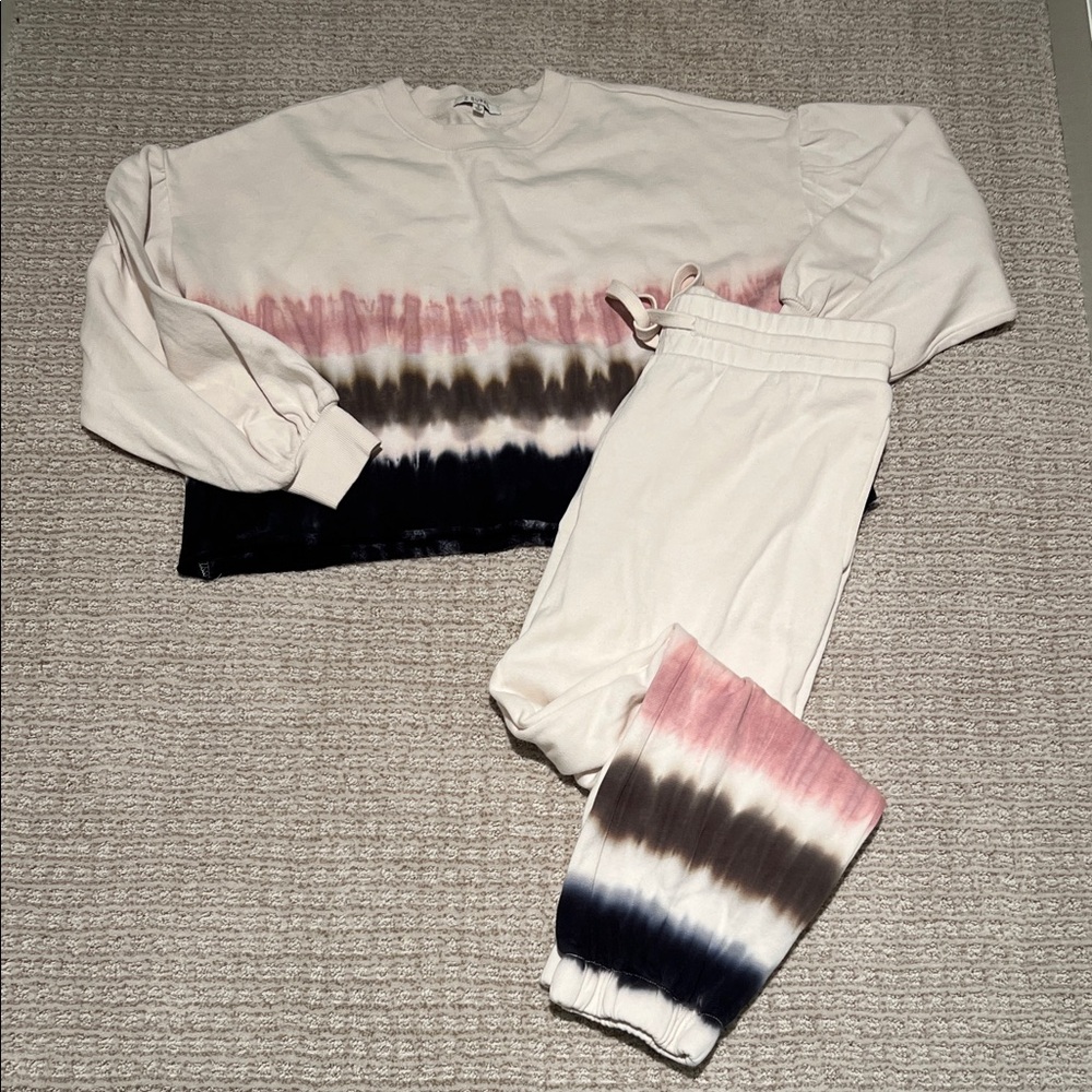 Z Supply Cream and Tie-Dye Joggers and Sweatshirt
